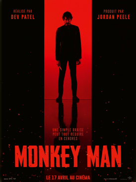 Affiche du film Monkey Man au cinéma Paradiso de St MArtin en Haut
